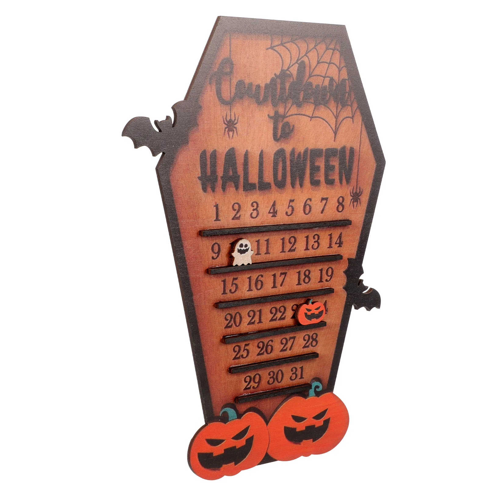 

Wooden Countdown Calendar Halloween Coffin Decor for Home Wall Mantel Bookshelf Long-Lasting Reusable Advent Decoration