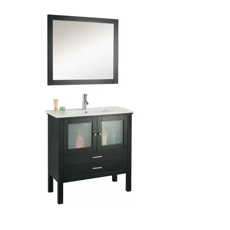 2024 Fashion Painted Solid Wood Two Doors  Drawers Dresser Bathroom Furniture Cabinet Set  Basin  Vanity