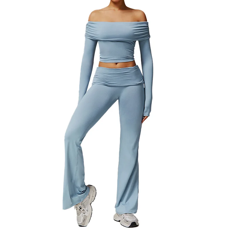 المرأة ملابس رياضية لليوجا 2 قطعة مجموعة رياضية التجفيف السريع الصالة الرياضية مجموعة النساء رياضية الجري تجريب طويلة الأكمام قميص رياضي ملابس اليوغا #2