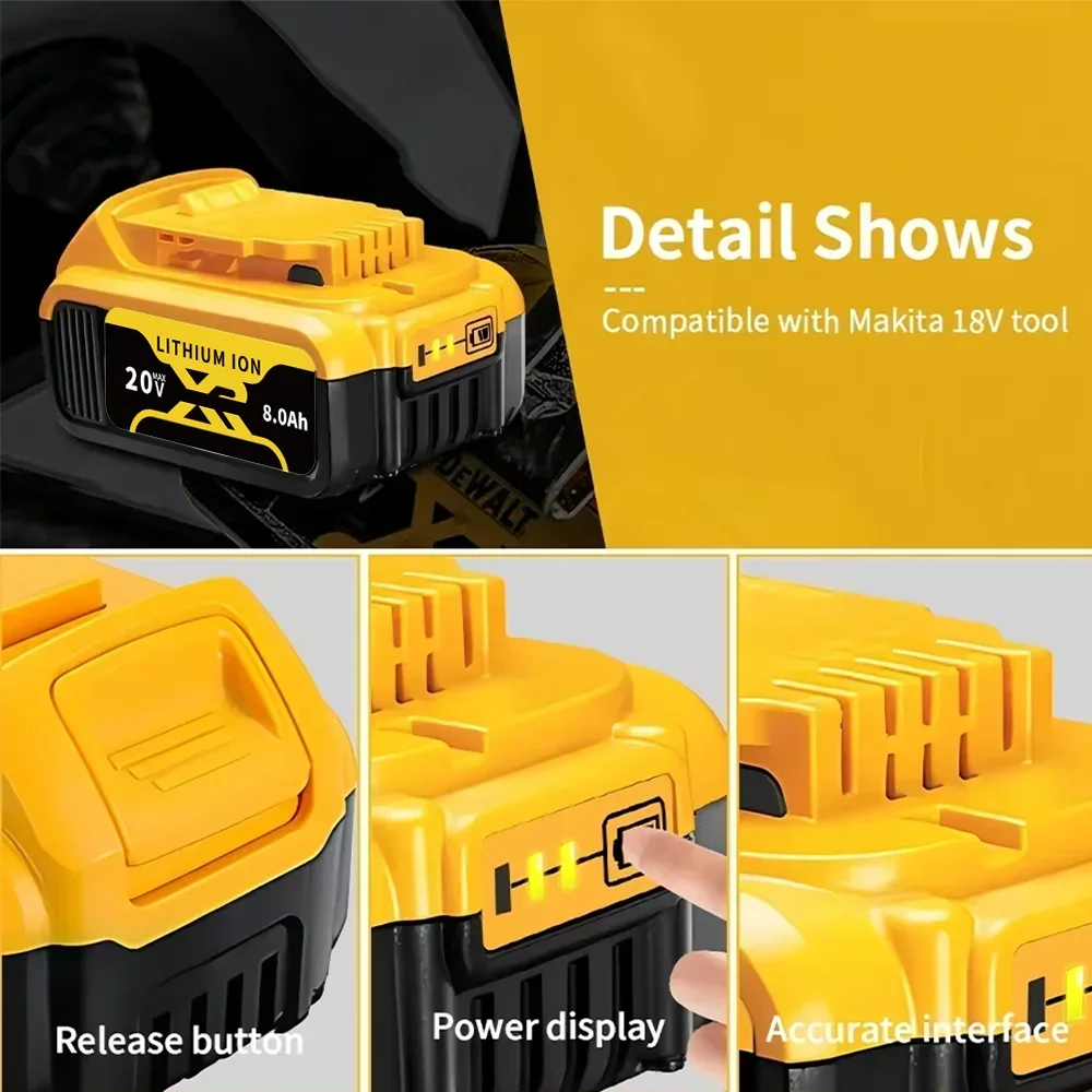 100% Original for Dewalt 18V 20V MAX Tools rechargeable electric tool Accessories Lithium batteries Replace DCB200 DCB184 DCB118