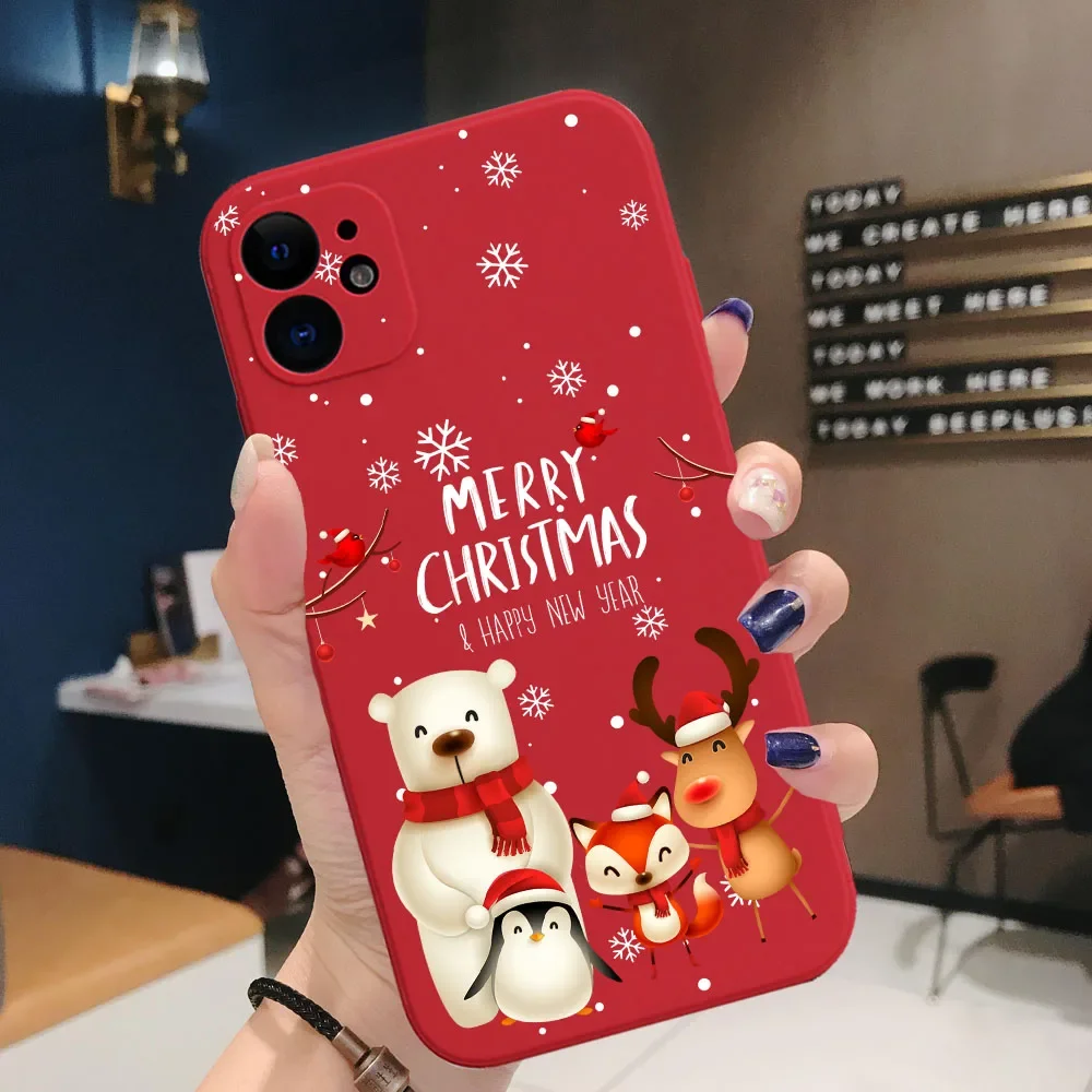 

Christmas New Year Phone Case For iPhone 16 15 14 13 12 11 Pro Max Mini 7 8 Plus SE X XS XR Shockproof Silicone Cover Fundas