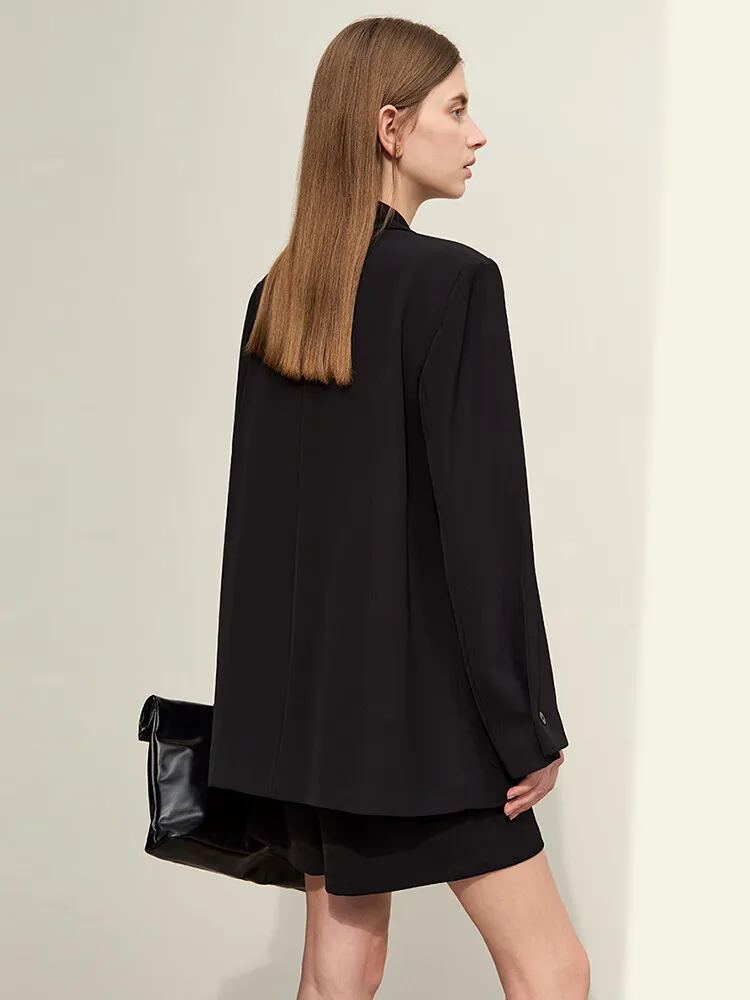 아미 미니멀리즘 블레이저 여성용 2025 봄 신상 노치드 UV 쿨 센스 포멀 브로드 숄더 루즈 솔리드 여성 코트 12441172