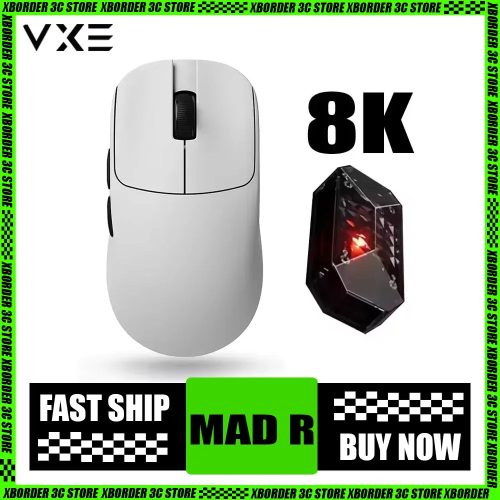 

Vgn Vxe Mad R Major Wireless Mouse 8k Return Paw3950 Sensor Double Mode Gaming Mouse Lightweight Smart Speed Pc Gamer Accessory