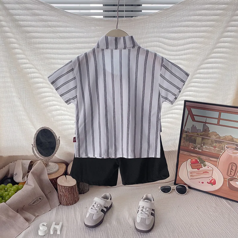 1 سنة الصبي عيد ميلاد الزي 2026 جديد الصيف الأطفال مزدوجة سستة جيب تي شيرتات قصيرة الاكمام بلوزات والسراويل قطعتين مجموعة #2