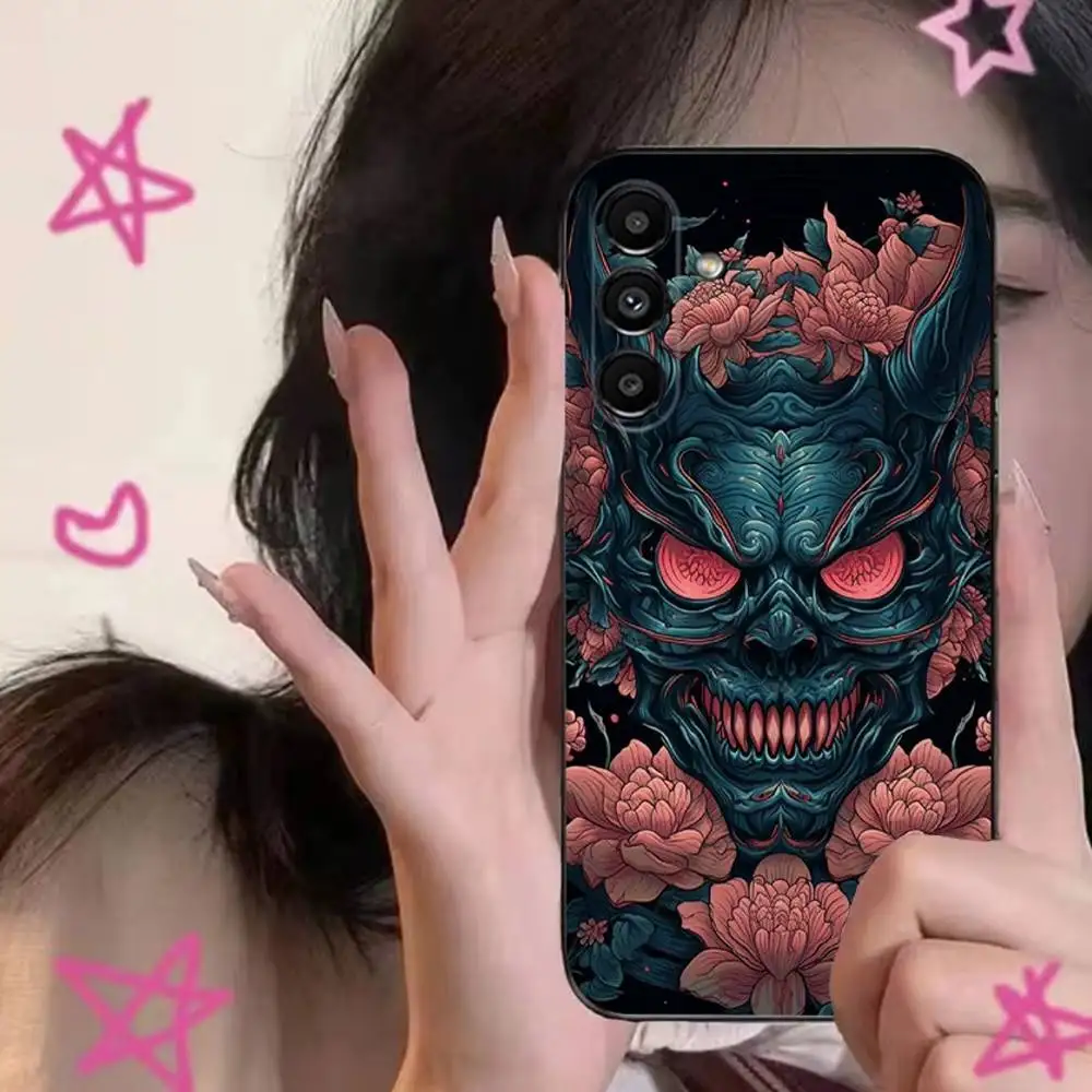 Japanese Samurai Oni Mask Phone Case For Samsung S24,S21,S22,S23,S30,Ultra,S20,Plus,Fe,Lite,Note,10,9,5G Black Soft Cover - Image 2