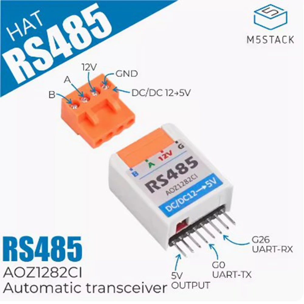 M5Stack Stick C compatible with RS485 HAT TTL-RS485 Converter built-in SP485EEN