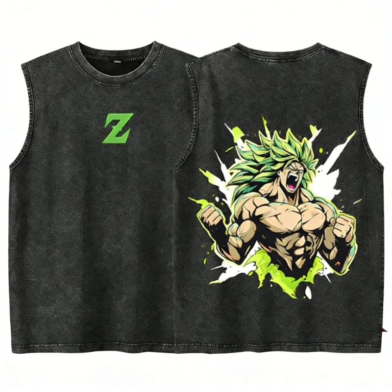 

Мужская винтажная майка Super Saiyan, повседневная хлопковая футболка без рукавов с аниме-принтом Dragon Ball Z