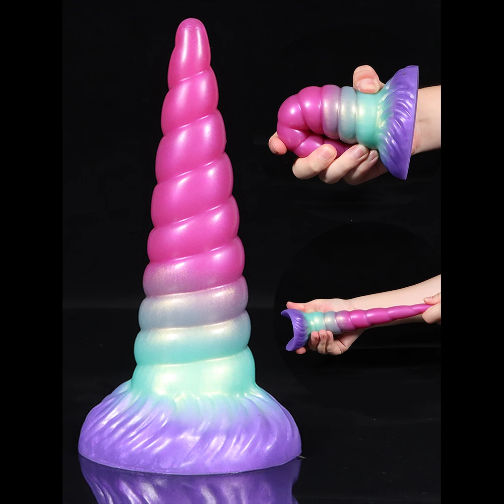 7.48inch Stick Straight Unicorn-Shaped Alien Dildo Long Soft Anal Butt Plug With Powerful Suction Cup Hands-Free G-Spot Massager