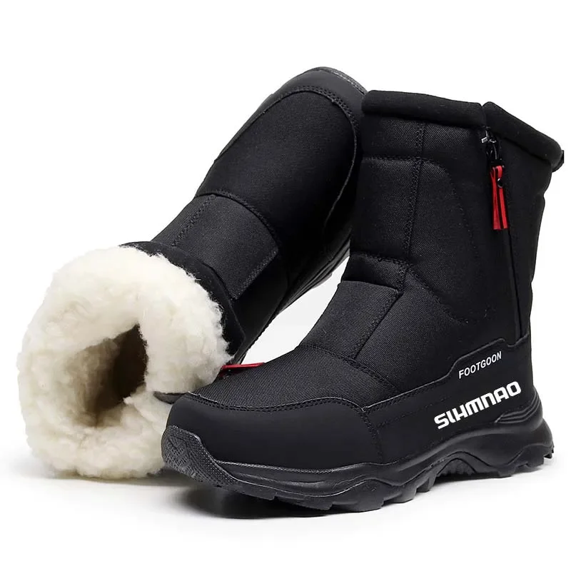 utdoor Fleece Lined Thick Warm Fishing Snow Boots Hiking and Skiing Shoes Winter Anti Slip and Wear-resistant Fishing Shoes