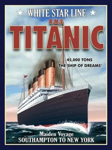 Vintage Metal Plaque RMS Titanic British WHITE STAR Advertising Poster Wall Sign-Aluminum