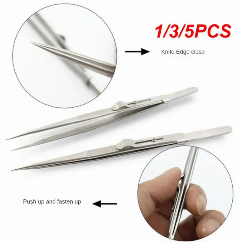 

1/3/5PCS Stainless Steel Tweezers Adjustable Slide lock Antistatic Tweezers Jewelry Making Tool For Electronic Component Repair