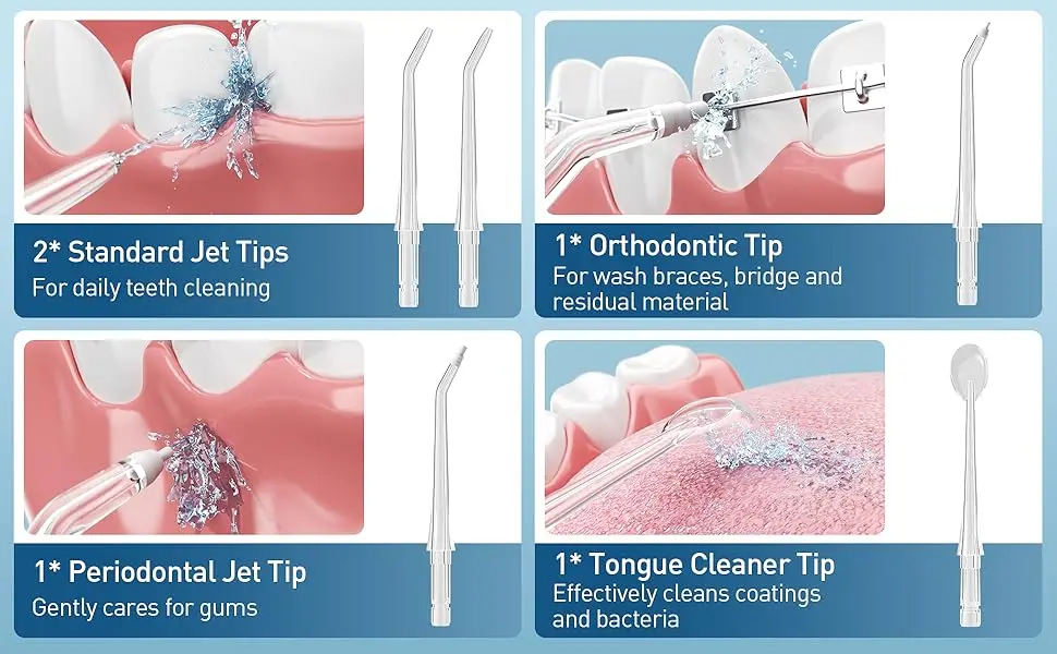 ZPN Water Flosser for Teeth Cleaning and Flossing with 5 Replaceable Jet Tips, IPX7 Waterproof Water Flosser Portable and Rechar