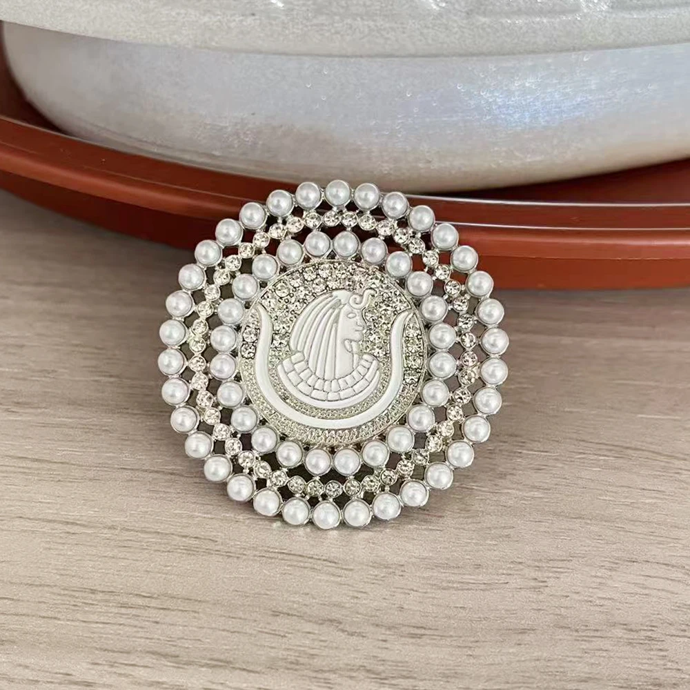 اليدوية حجر الراين اللؤلؤ مطعمة جولة شعار DOI جمعية الماسونية ابنة بروش #6