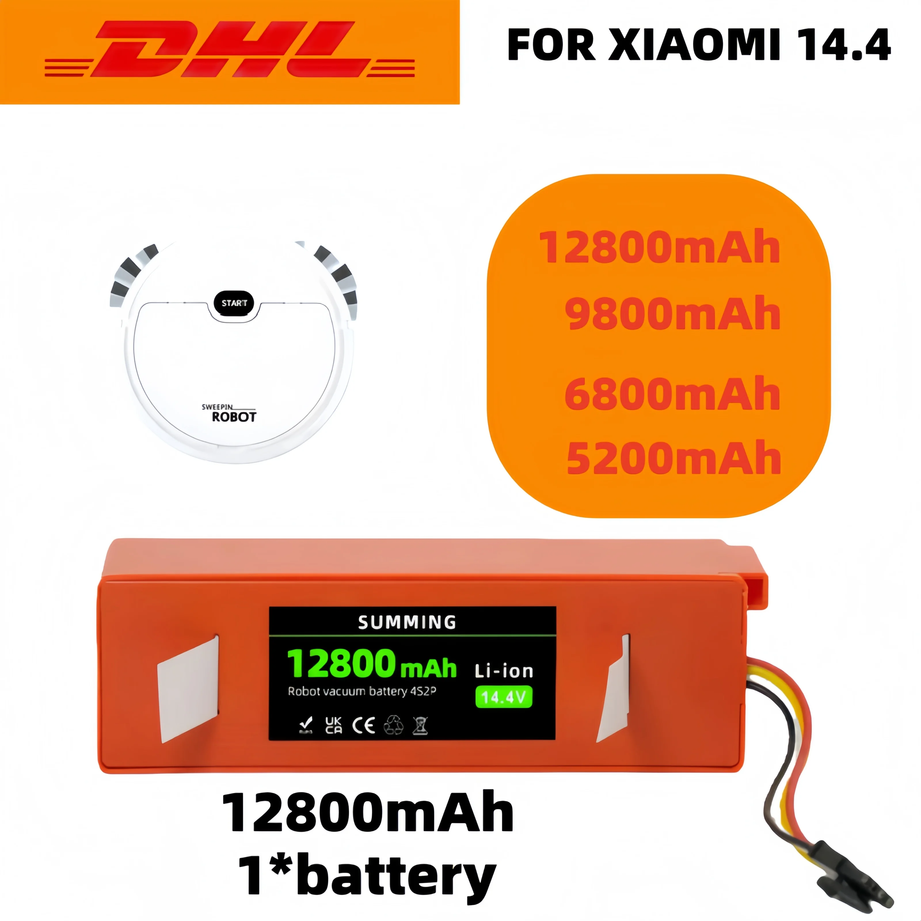 

2025 100% new battery, can replace Xiaomi robotic vacuum cleaner 14.4V lithium battery, 12800mAh rechargeable battery for xiaomi