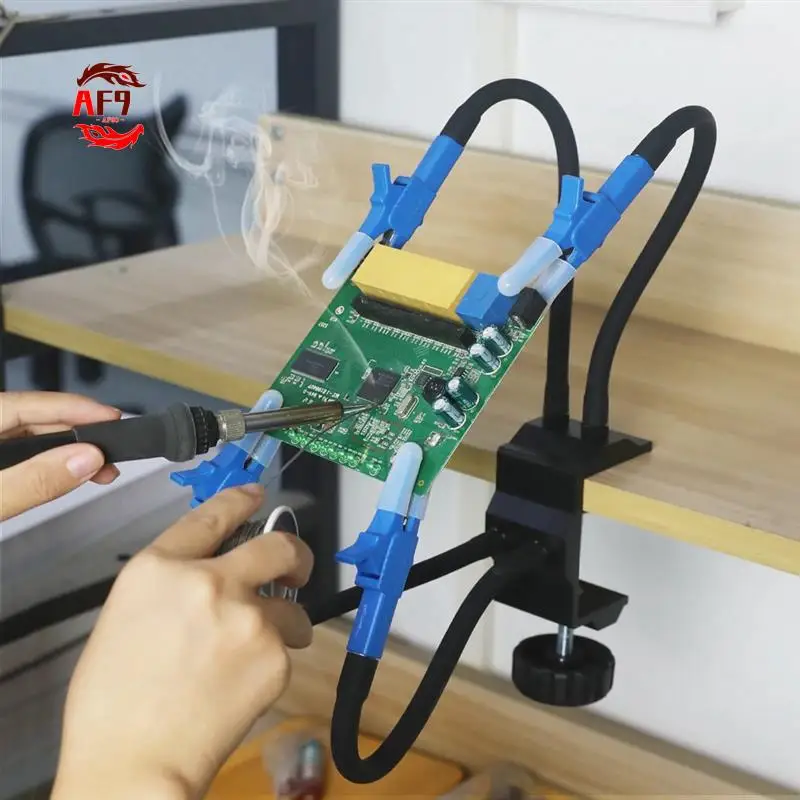 

AF90-Adjustable Table Clamp Base Helping Hands Soldering Third Hand Tools 4 Flexible Gooseneck Arms For Electronics Repair