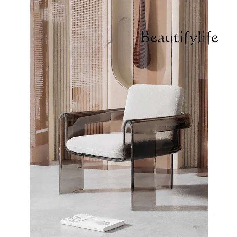 Acrylic Brown Armchair High-End Designer Model Transparent Chair Resin Leisure Chair Organic Glass