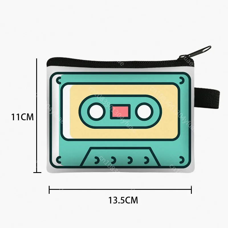 Кассетная магнитола, кошелек для монет с принтом, Женский кошелек, бумажник для наушников, кредитная магнитола, сумка для хранения салфеток, сумка для монет