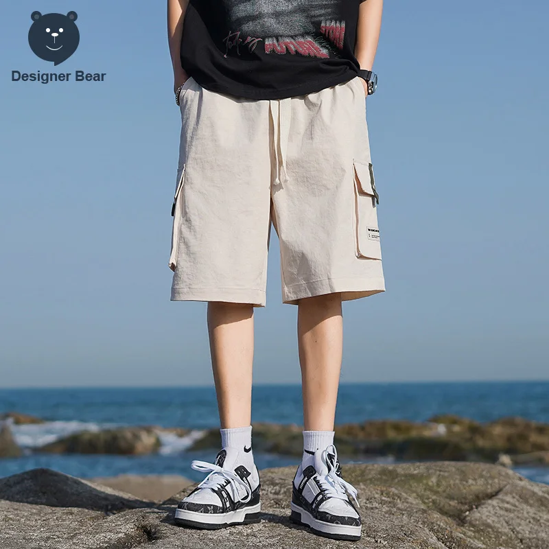 Brand Clothing Summer Men's Cargo Shorts Casual Baggy Multi-Pocket Drawstring Streetwear Sports Knee Length Bermuda Board Short