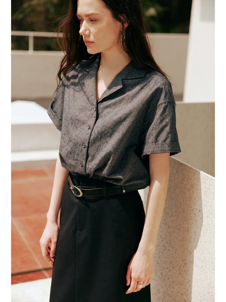 

Summer New Loose Cotton Blend V-ne ort Sve irt Pure Color Commute Sle Women's Premium Faion Korean Version