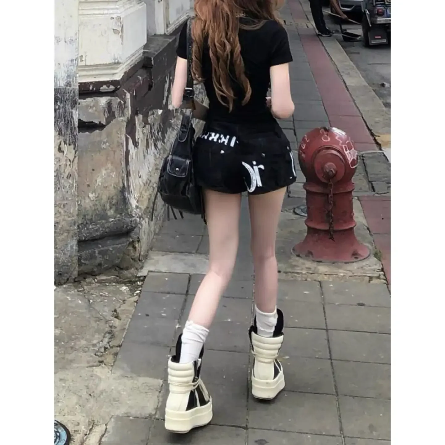 IMU Y2K Vintage Letter Print Mini Short Women Sexy Zipper Design Slim Fit Denim Mini Skirt American Retro Hot Girl Punk Streetwe