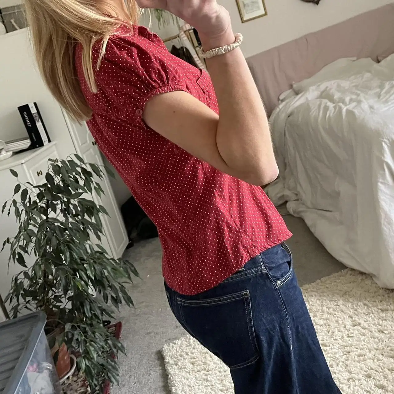 

Dourbesty Women Fashion Dots/Plaid Prin Skinny Blouses Office Ladies Y2K Aesthetic Vintage Buttons Up Shirts Korean Casual Tops