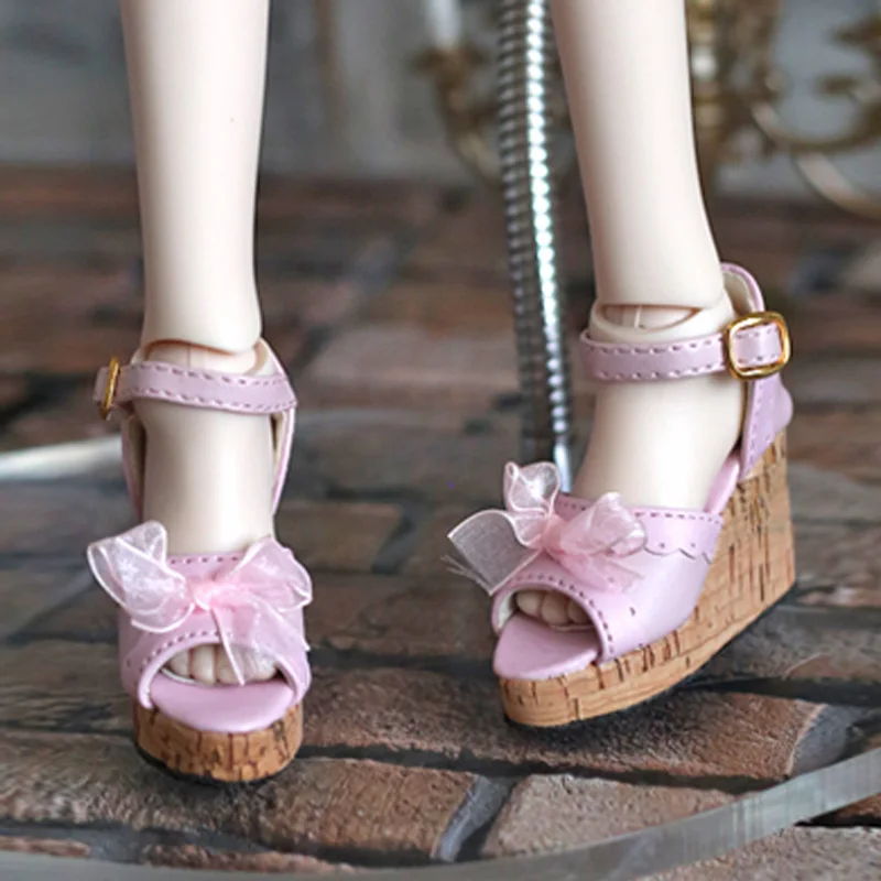 1/4 BJD Shoes MSD Bow Thick soled high-heeled sandals Supper Dollfie DREAM Luts DK DOD Dollmore SOOM AOD DZ MID AF doll