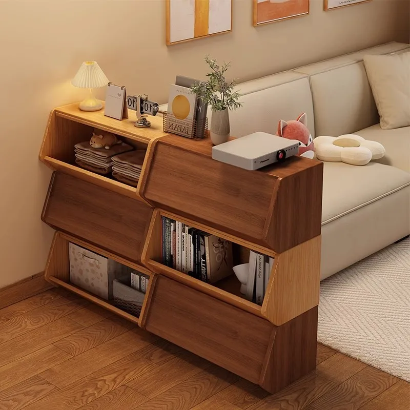 Solid wood storage can be stacked with living room sofa side bedside table children's toys snacks locker locker