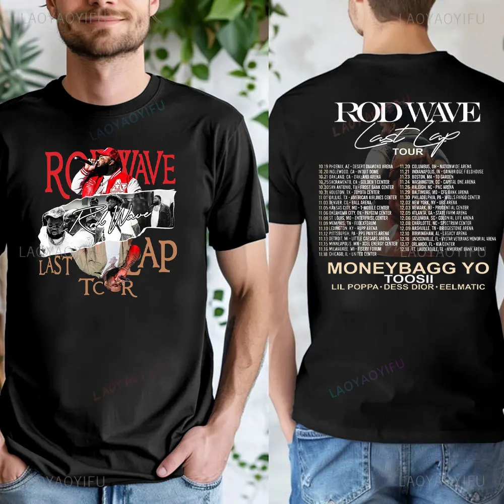 Rod Wave Rapper Full Shirt Rod Wave Final Lap Tour Cotton T-shirt Double-sided PrintedRod Wave Fan Concert Shirt Tops