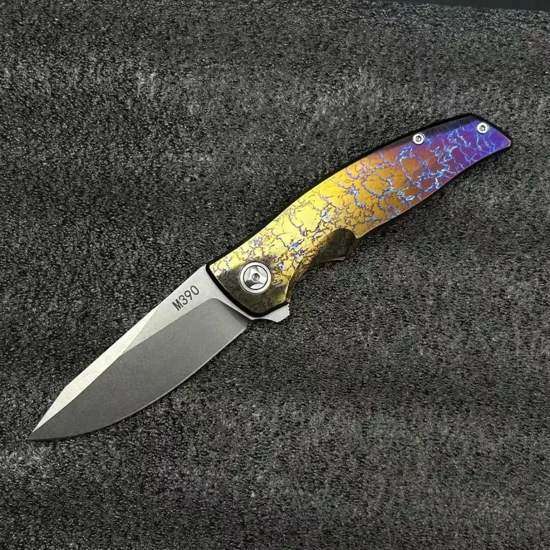 

High-grade blue titanium alloy handle M390 Powder Steel outdoor folding knife pocket knife utility knife daily carry knife