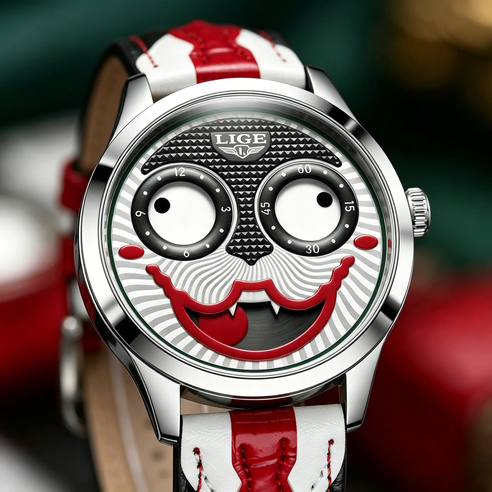 LIGE Trendige Clown-Style Mode Herrenuhr Kreative Schlichte Junge Männer Quarzuhr Männliche Armbanduhr Relogios Masculinos+Geschenkbox