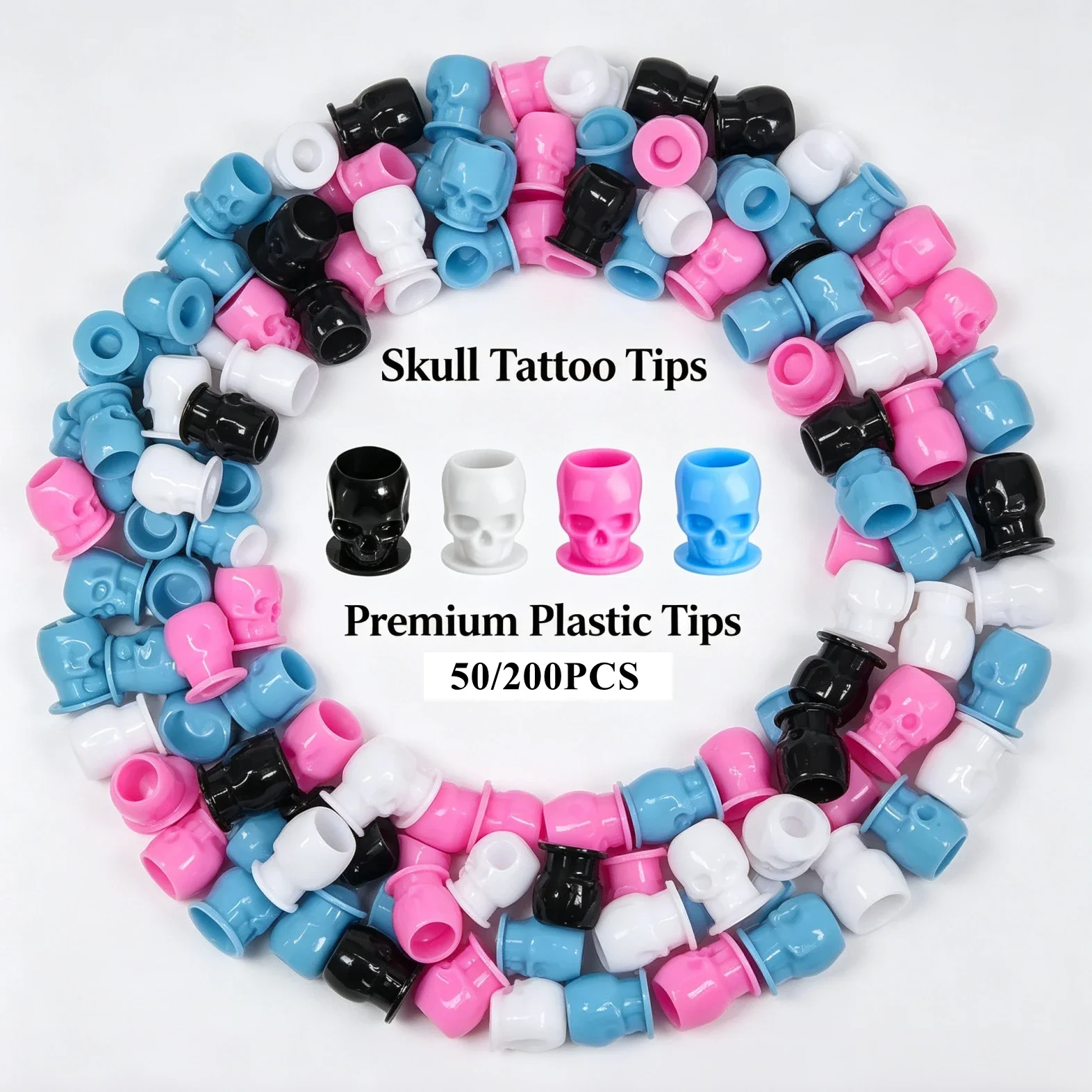 200/50Pcs Disposable Tattoo Skull Ink Cup Permanent Makeup Pigment Holder Container Cap Tattoo Ink Accessories for Tattoo Artist