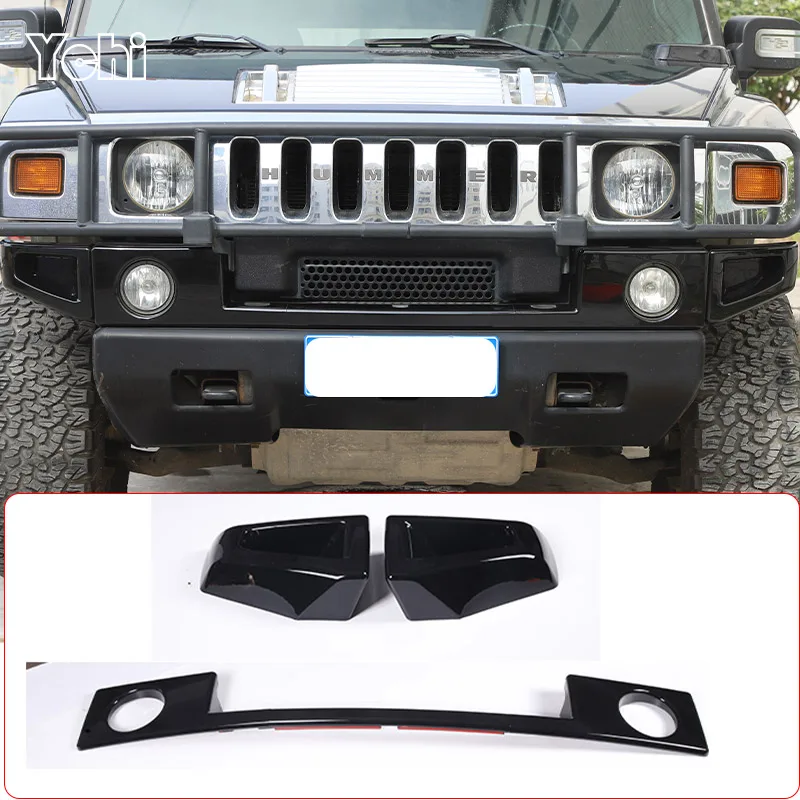 For Hummer H2 2003-2009 ABS Bright Silver Car Front Bumper two side wrap angle Grill Trim Cover Accessories Car Modification