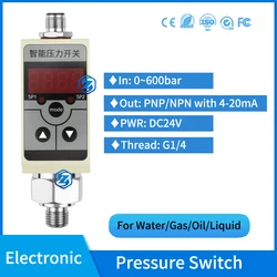 4-20 ma Adjustable Industrial Smart Digital Pressure Switch 0-600 bar Air Compressor Pressure Switch for Mechanical Hydraulic