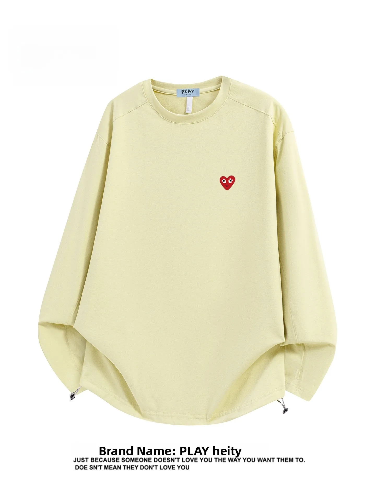 

Playhei Faion Casual Loose Long Sve T-irt ex Comfortable Basic Color Men's Women's Leisure Top Breathable Polyester