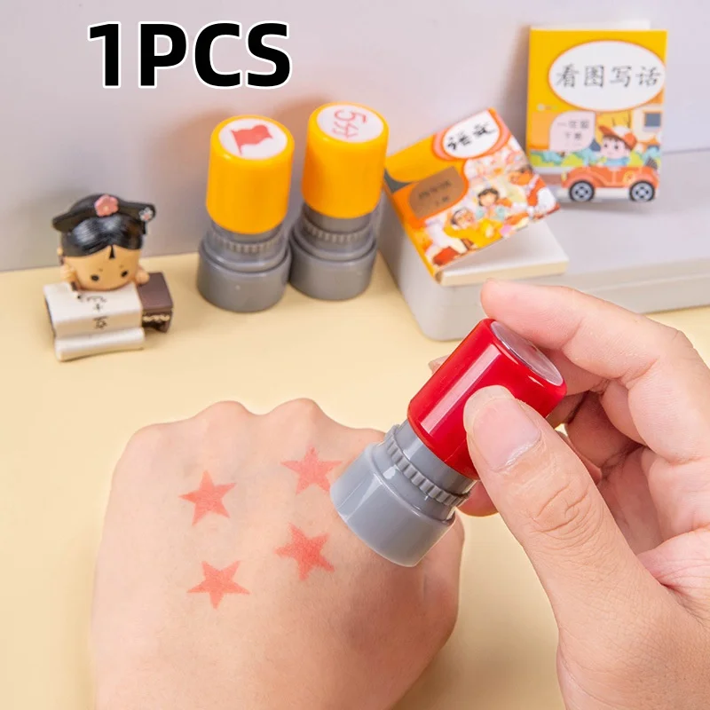 School Teachers Family Use Red Five-pointed Star Stamp Encourage Children Teaching Award Stamp Automatic Ink