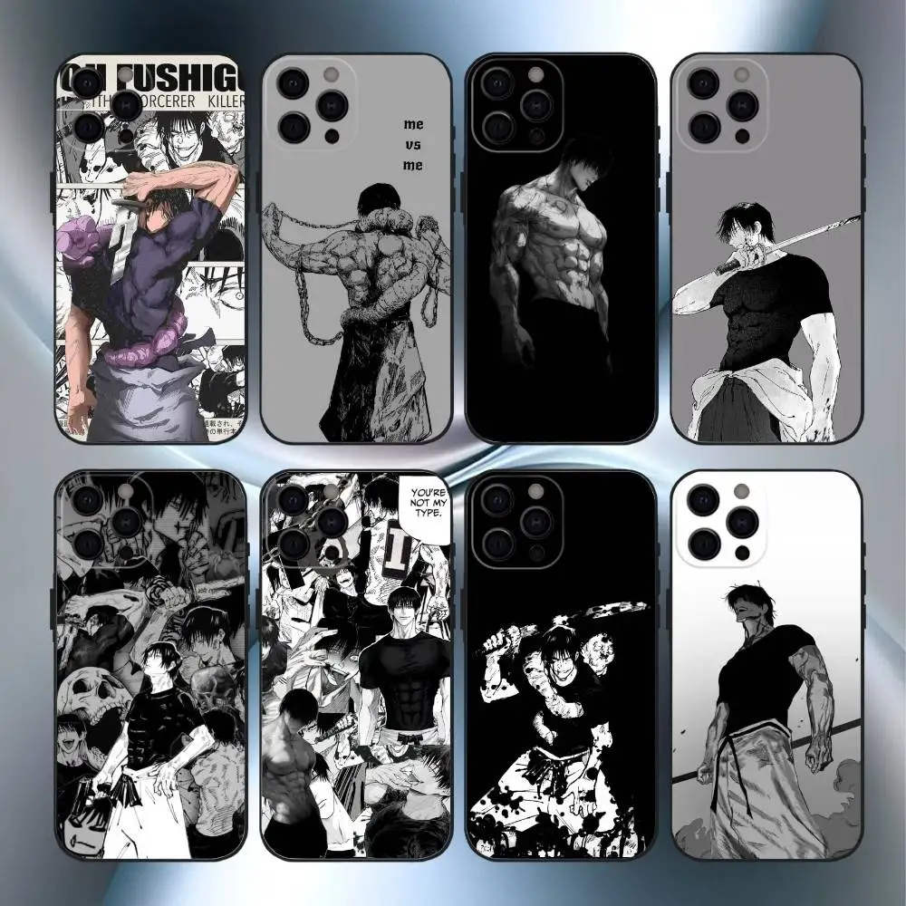 Casing HP Toji Fushiguro Jujutsu Kaisen Untuk iPhone17,16,15,14,13,12,11 Plus,Pro Max Bahan Lembut Warna Hitam