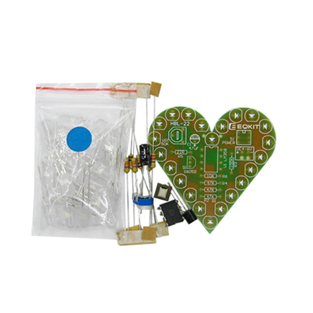 diymore Heart Shape LED Flashing Light DIY Kit with PCB DC 4-6V 4 Color Available for Soldering Kit DIY Electronic Kit
