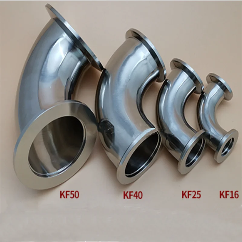 KF Vacuum Elbow Stainless Steel Vacuum Elbow Bend Pipe Tri Clamp Adapter 90 Degree Flange Elbow Fitting Tube KF16 KF25 KF40 KF50