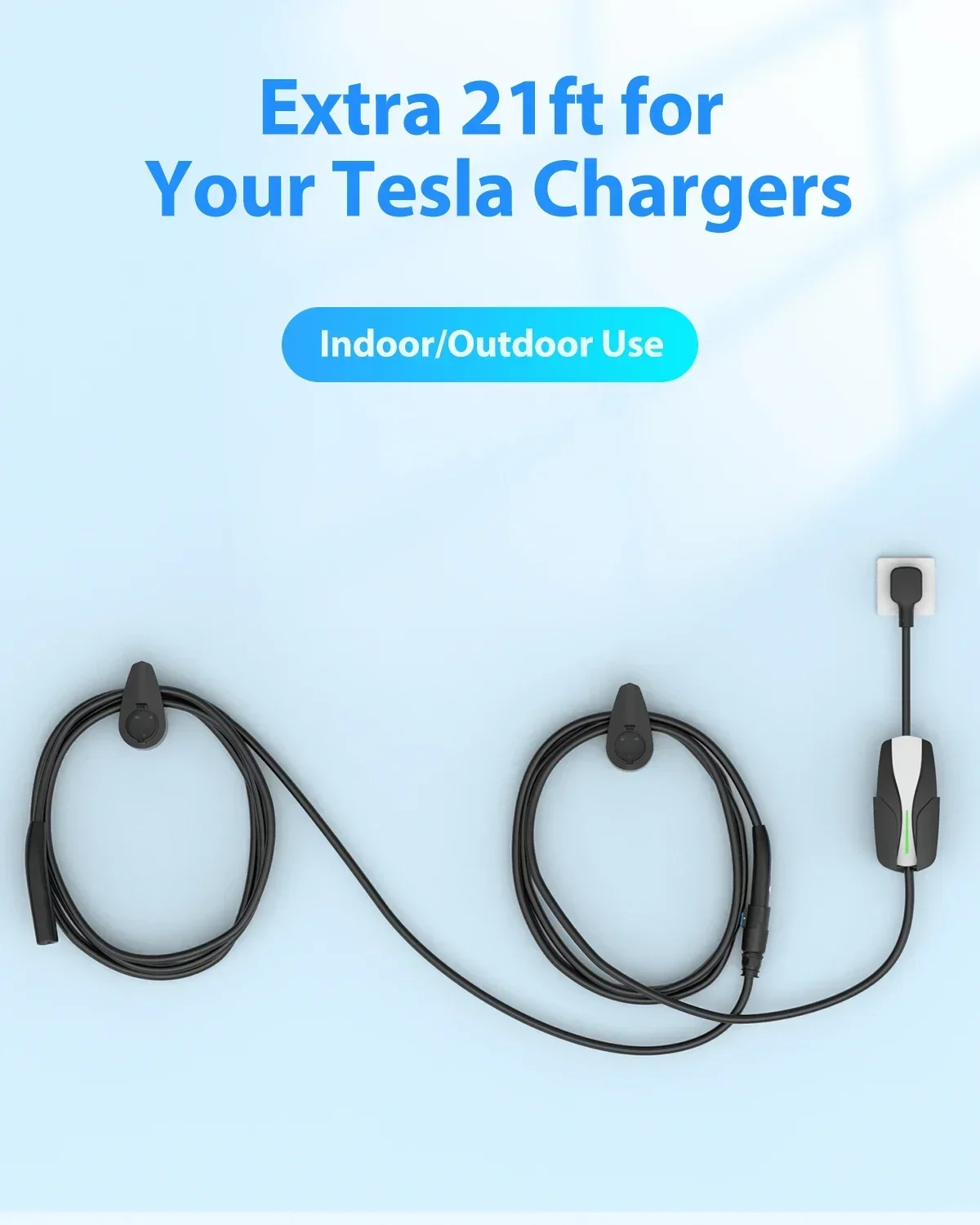 50Amp To Tesla Extension Cable IP67 Portable AC Charging Pile Extender Cord With Nacs Plug For Tesla EV Charger Station