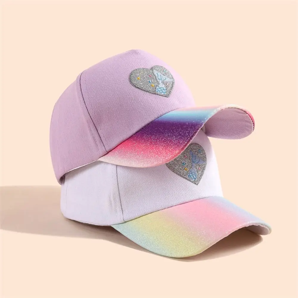 Discoloration Child Visor Hats Trend Sunshade Versatile Baby Sun Hat Love Heart Embroidery Baseball Cap Kids Children