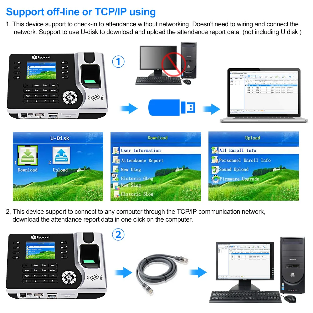 Yitoo Verbeterde Biometrische Tcp/Ip Vingerafdruk Tijdregistratie Machine Rfid Werknemer Check-In Recorder Usb Voor Office Gratis Software