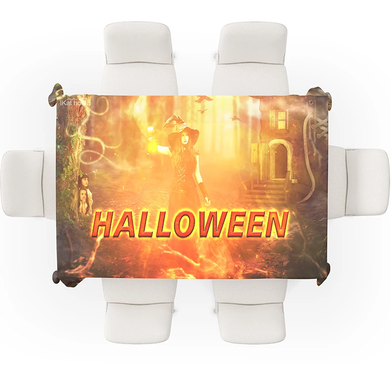 Скатерть «День мертвых» и Хэллоуин, водонепроницаемая маслостойкая скатерть, аксессуары для украшения компьютера в кофейне, большой размер Скатерть «День мертвых» и Хэллоуин, водонепроницаемая маслостойкая скатерть, аксессуары для украшения компьютера в кофейне, большой размер