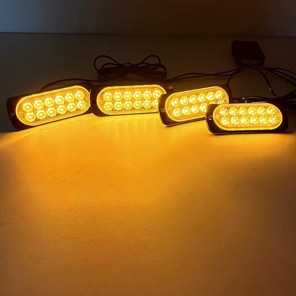 4 pièces 12LED éclairage de calandre de voiture LED stroboscopique lampes de secours camion SUV clignotant voyant d'avertissement Stroboscope lampe de signalisation