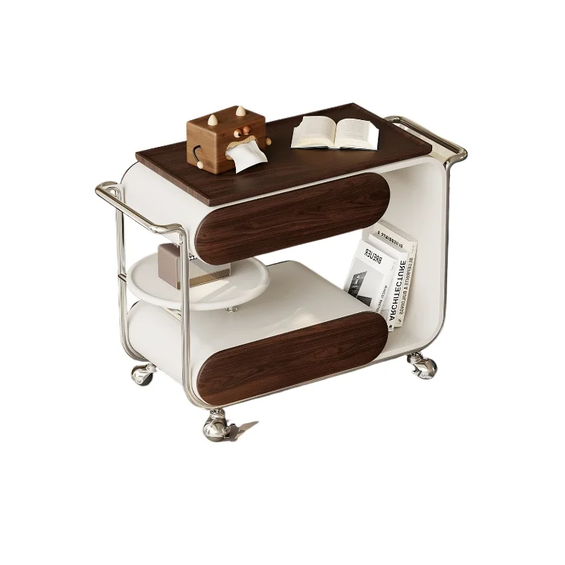 

French retro removable side table with wheels living room multi-functional designer trolley coffee table