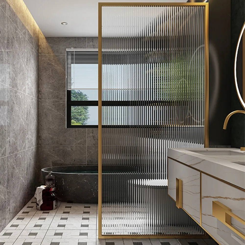 

DUTRIEUX Decorative Frosted Patterned Tempered Glass Bathroom Dry-wet Separation Partition Screen