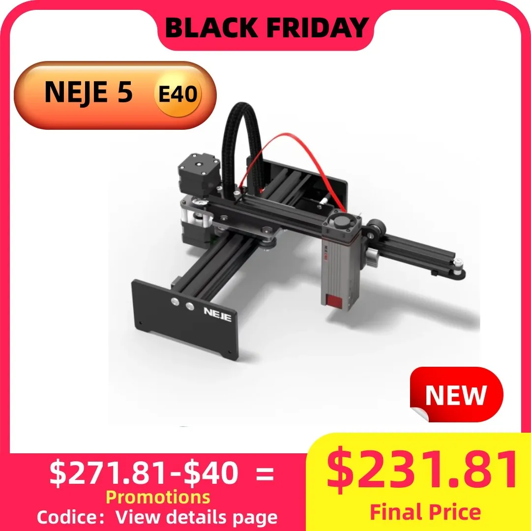 NEJE 5 E40 80W CNC Laser Engraver Portable Engraving Carving Machine Mini DIY Laser Logo Mark Printer for Metal Engraving