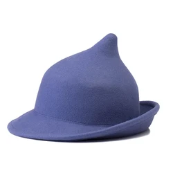 Brand Winter Fashion Wool Magic Hat for Women Black Gray Color Cosplay Party Dress derby Curl Hat Felt Female Bowler Hat