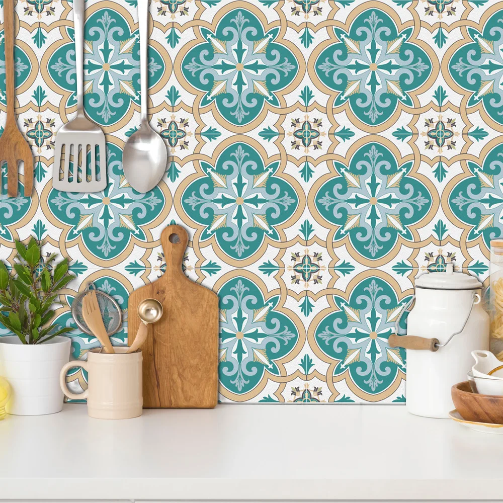 10pc mosaic tile stickers. 10/15/20cm concave and convex texture kitchen and bathroom waterproof wall stickers