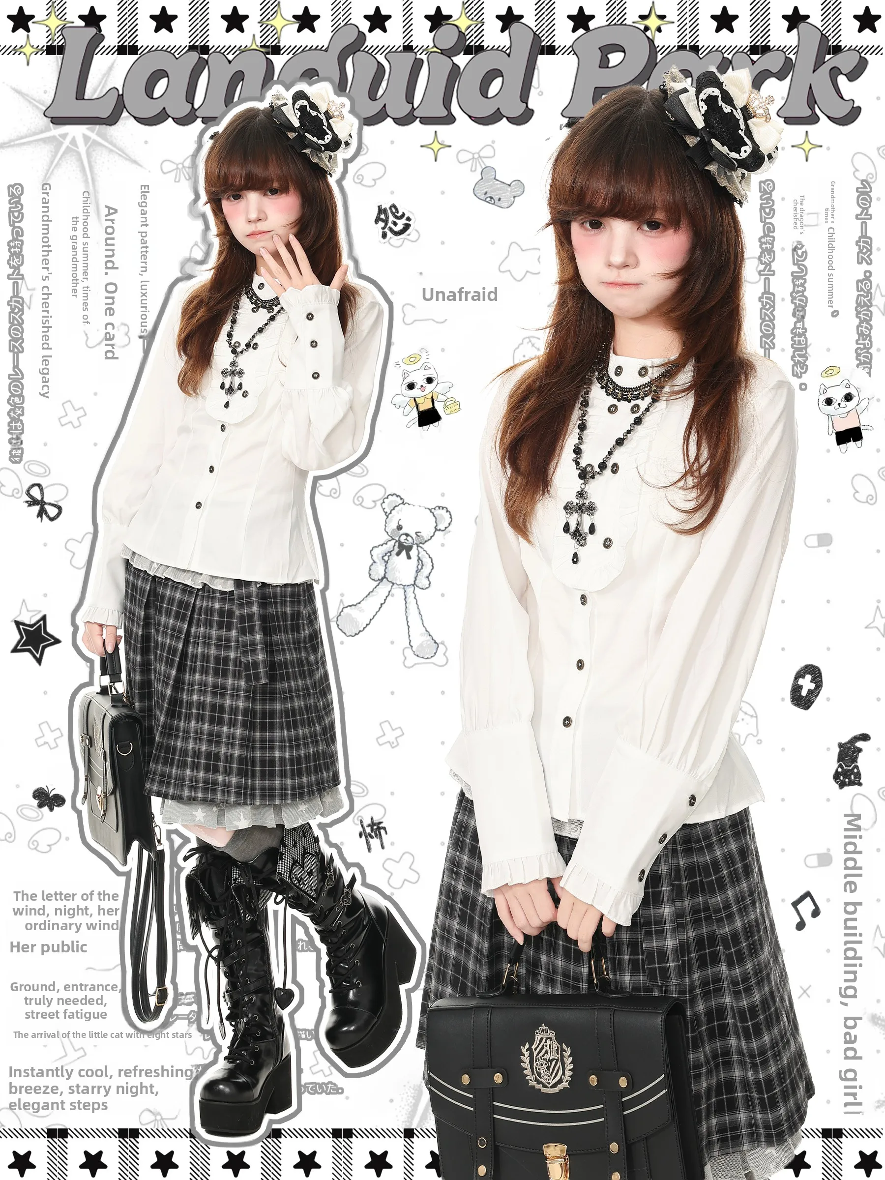 Sweet Preppy Style Long Sleeve Women's Shirt Languid Park Autumn Collection Fashionable Casual Top Polyester Fiber Garment