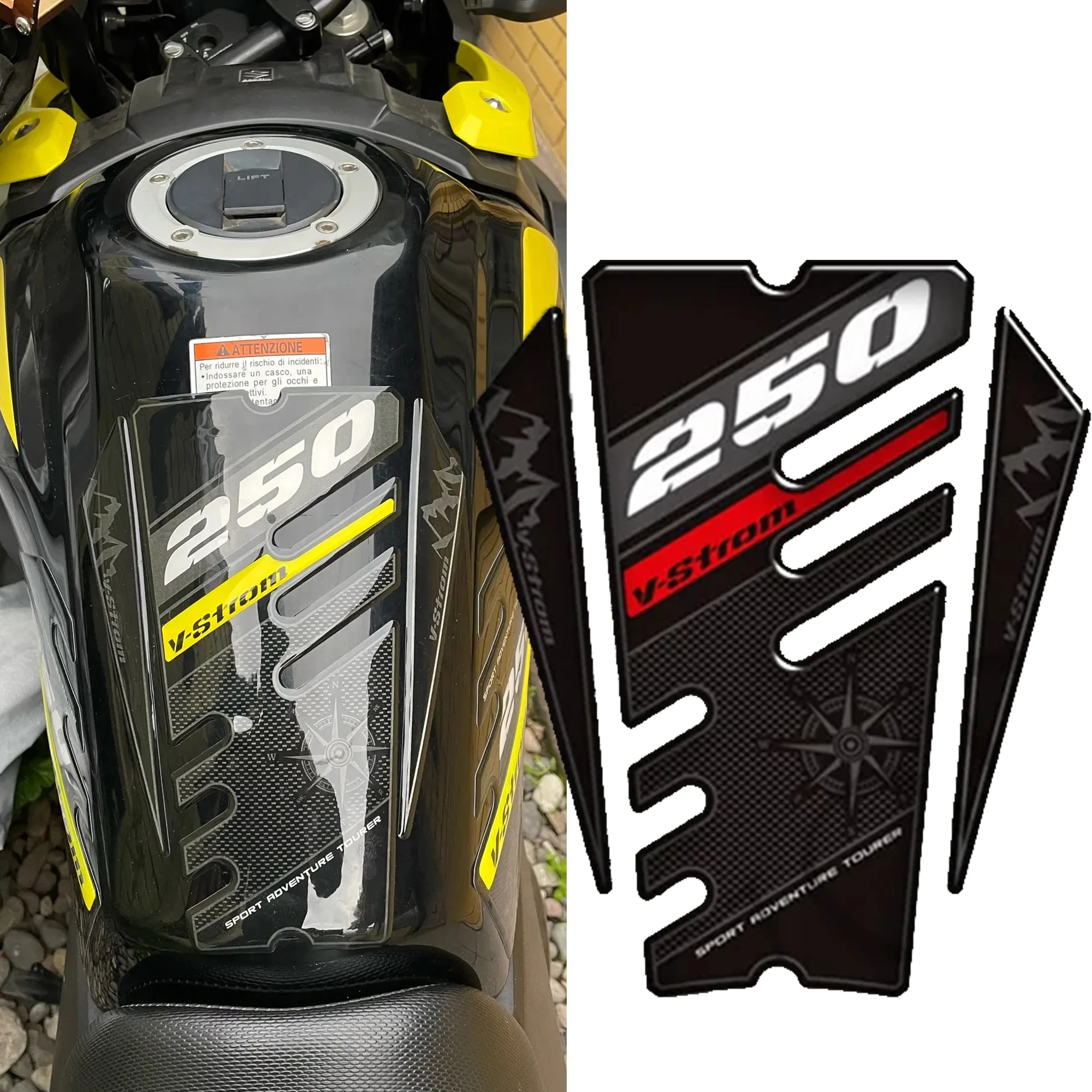 

VSTROM DL 250SX For Suzuki adhesive Adventure Tank Pad Protector Grips Stickers DECALS Gas Fuel Oil Kit Knee